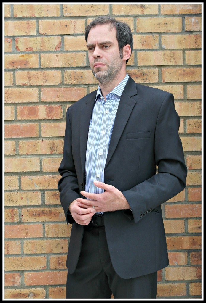 Bengal stripe, navy blue and white classic fir shirt.