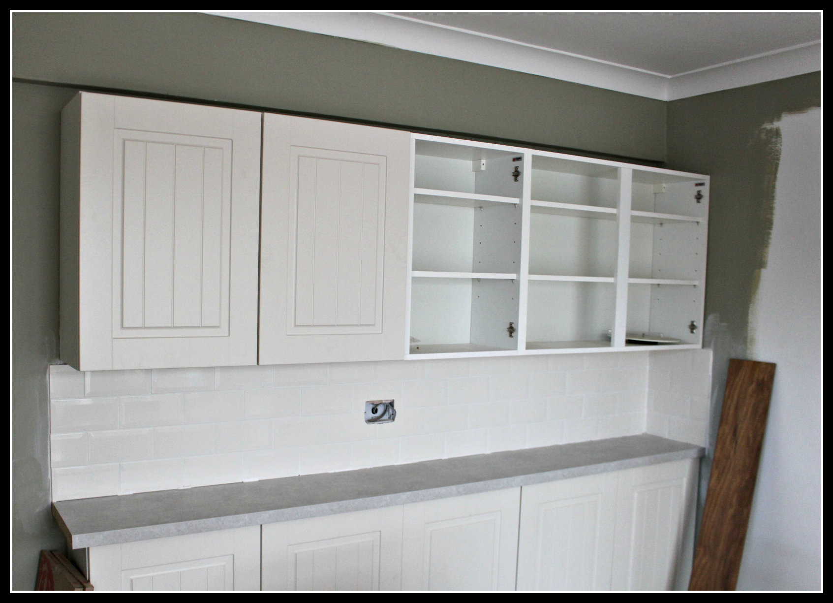 wall mounted units, new kitchen, family home, open plan kitchen diner, 