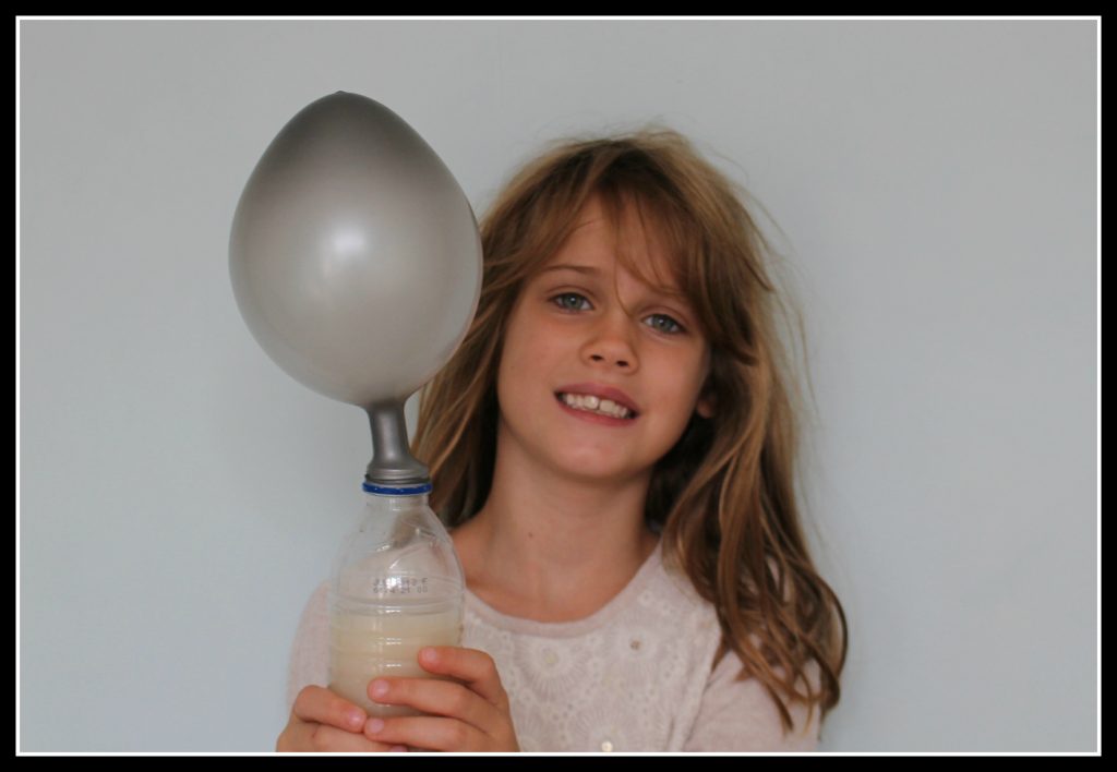 yeast balloon, House of experiments, easy science experiments for children, science experiments you can do at home