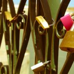 Love locks fixed to the Ponta Romana