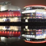 Night time view from Quay 9, Media City UK