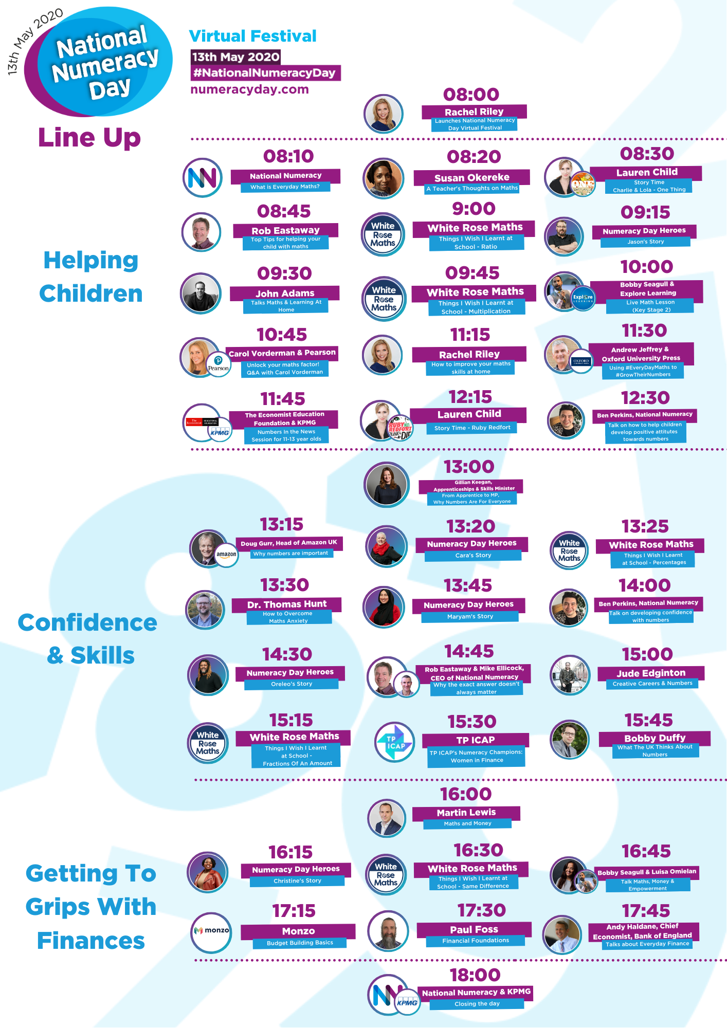 National Numeracy Day, National Numeracy, Bobby Seagull, Rachel Riley, Martin Lewis, Carol Vorderman