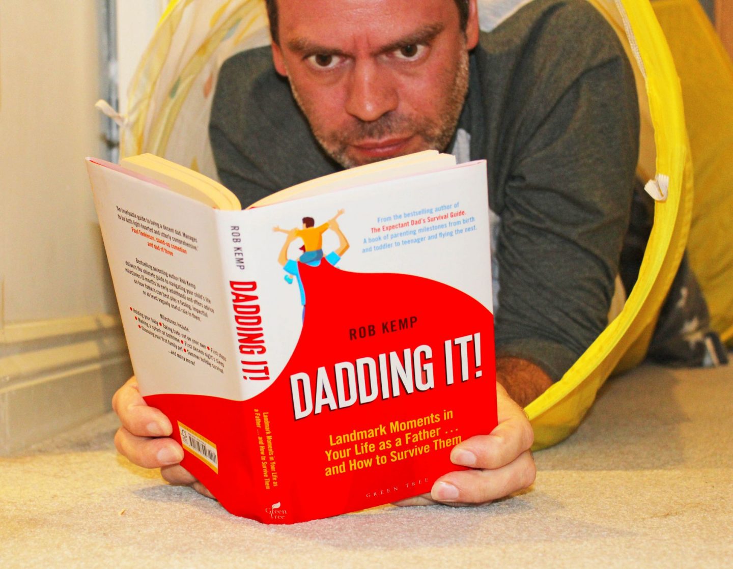 John Adams of Dadbloguk reading Dadding It! by Rob Kemp.