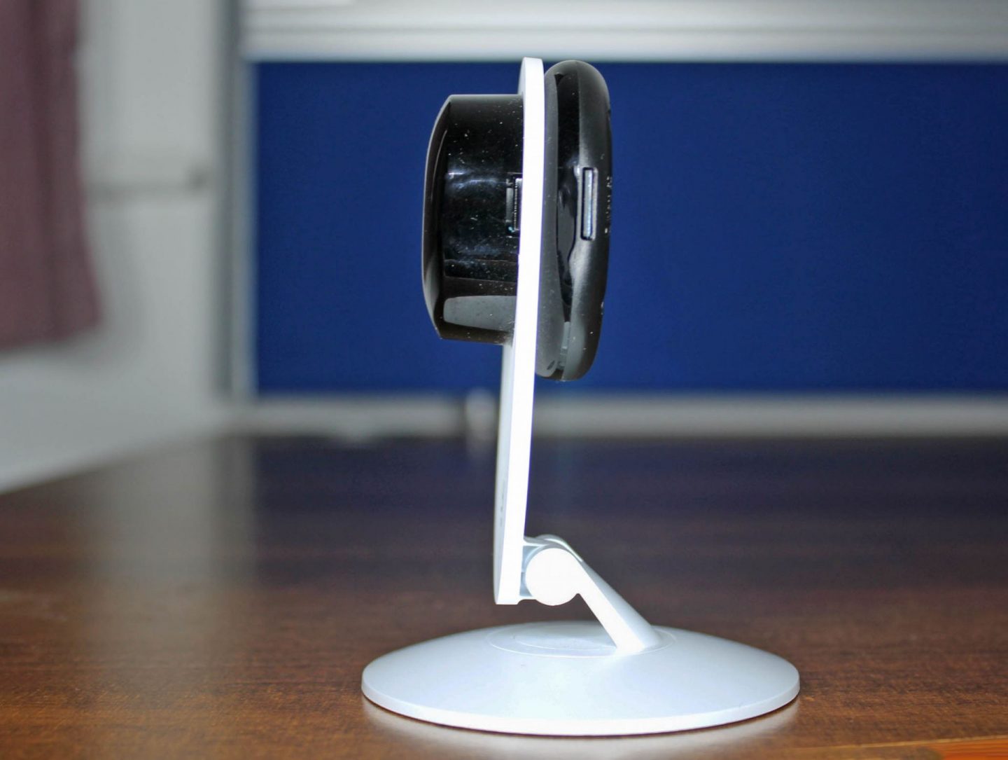 YI technology home security camera in profile