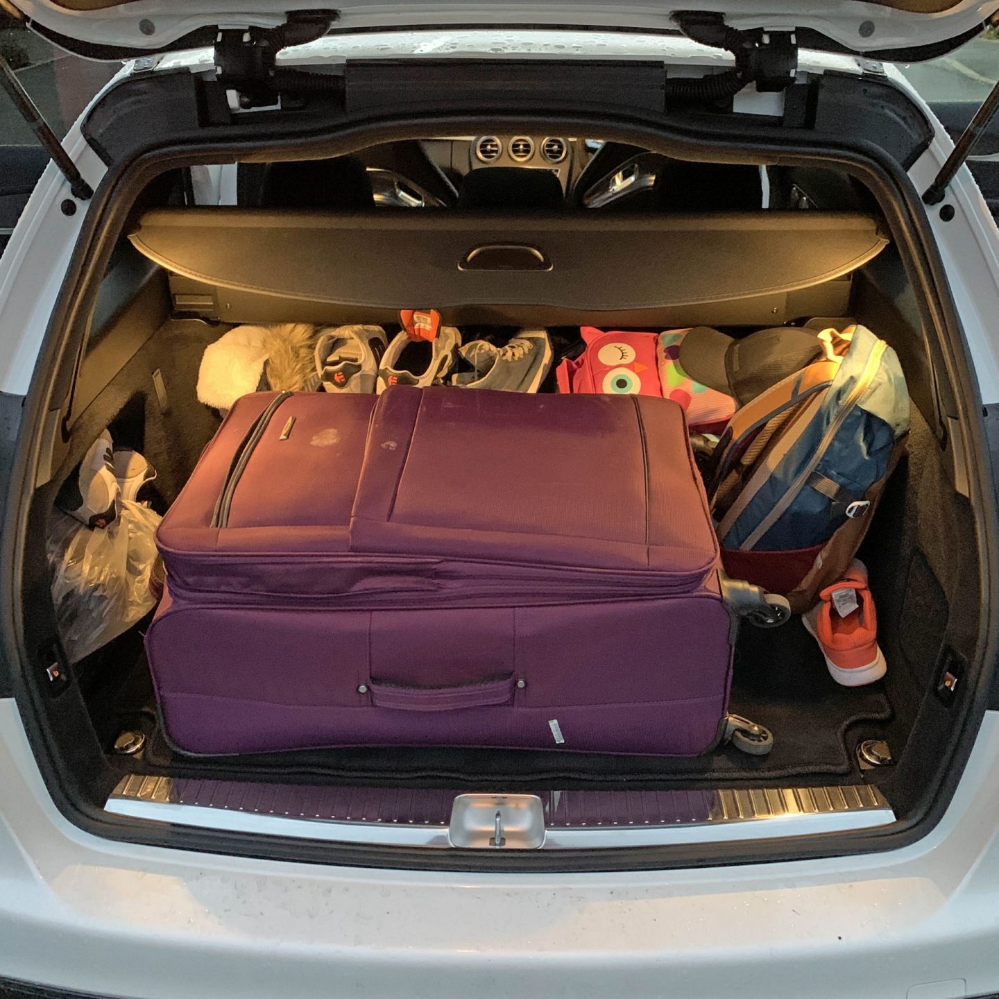 A car loaded up for a family road trip.