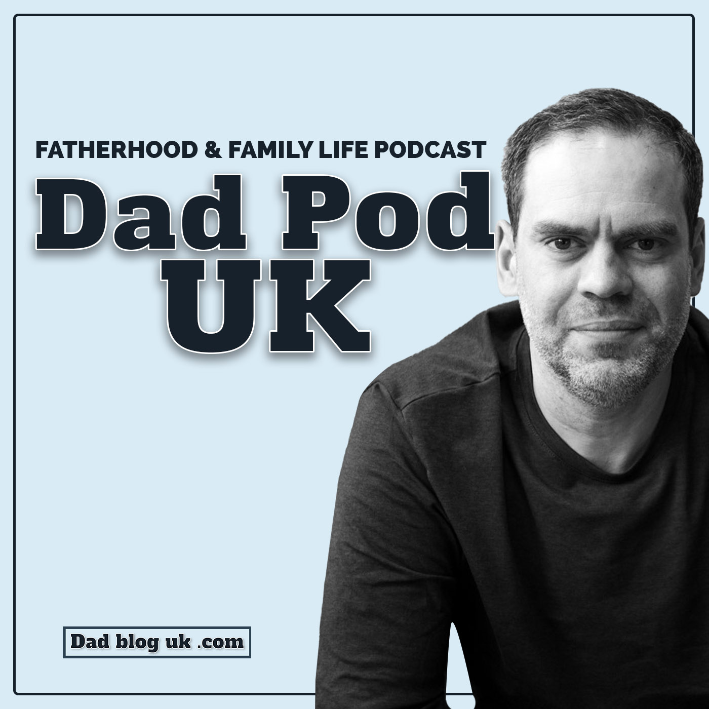 DadPodUK logo, also known as Dad Pod UK featuring an image of John Adams