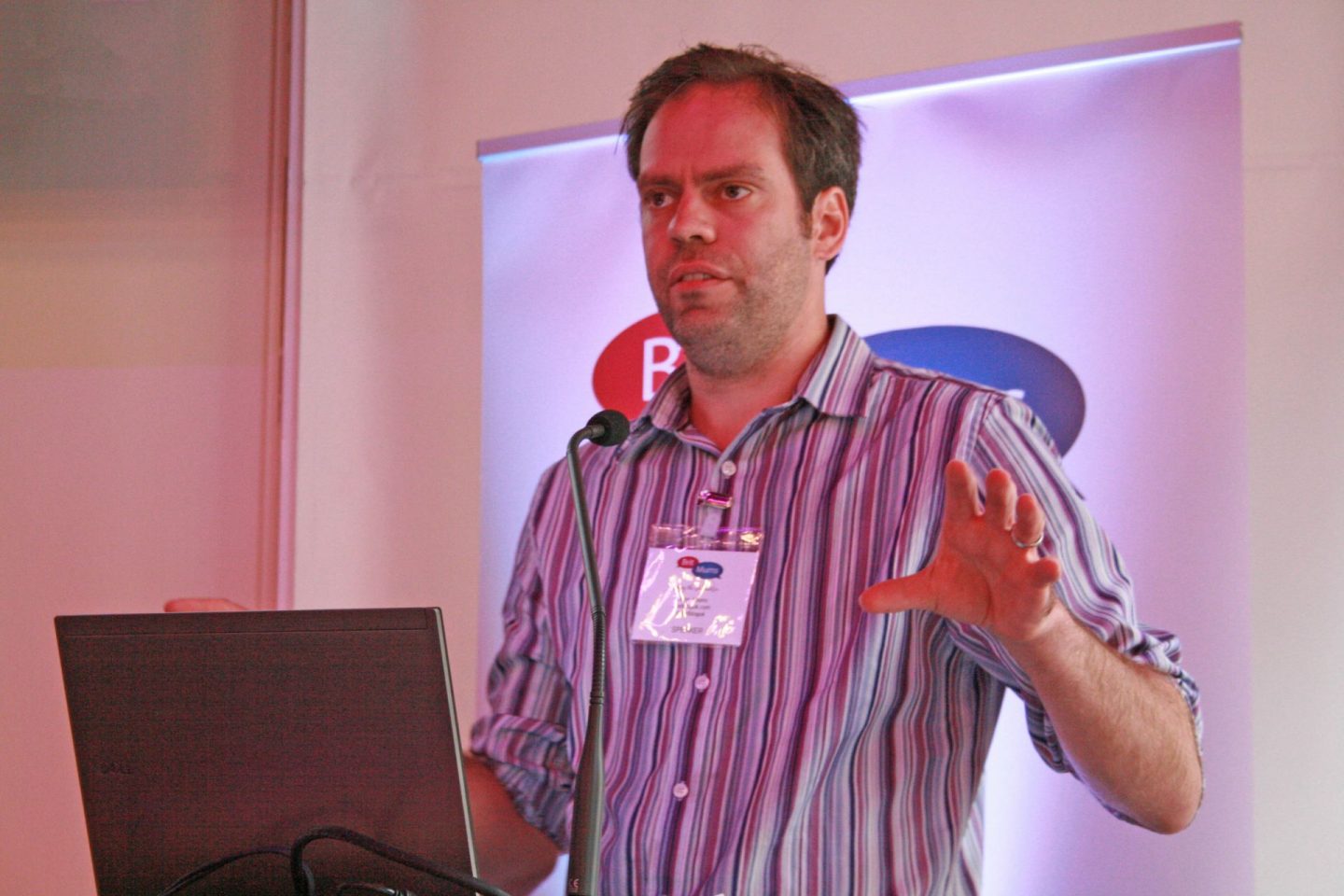 Blogger and content creator John Adams of Dadbloguk and Dadpoduk speaking at the Britmums conference in 2013