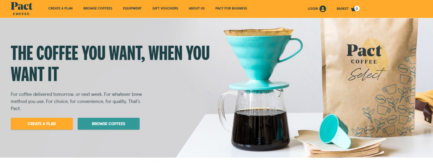 Pact Coffee website screen grab