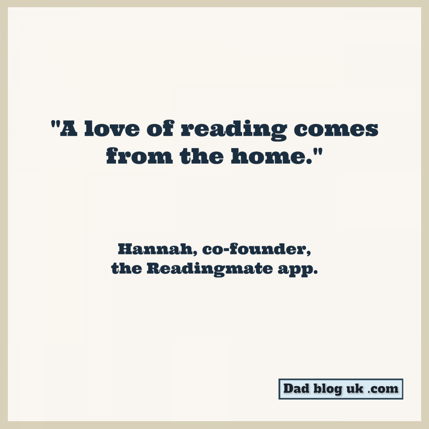 Quote about reading from Hannah, co-founder of the Readingmate app