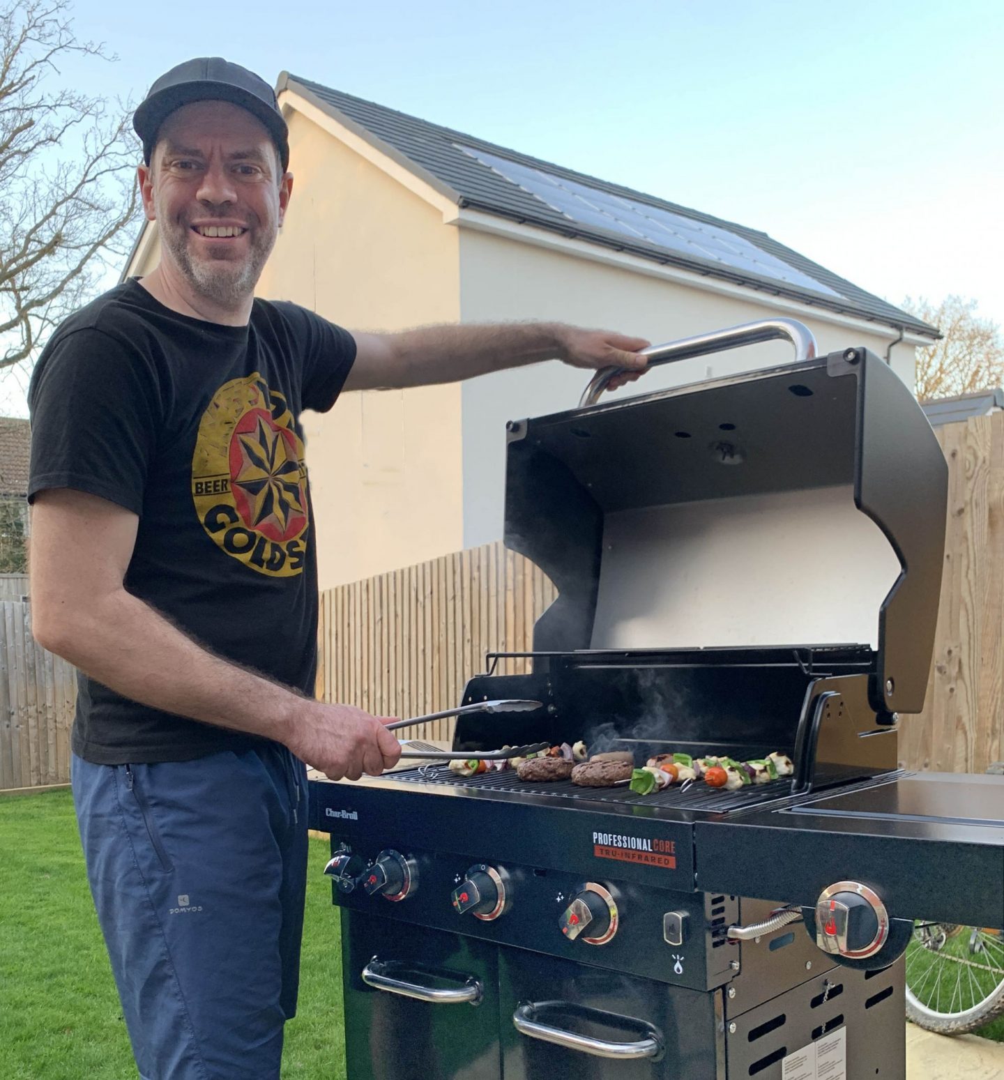 Cooking pancakes on a gas grill The Char Broil Professional Core