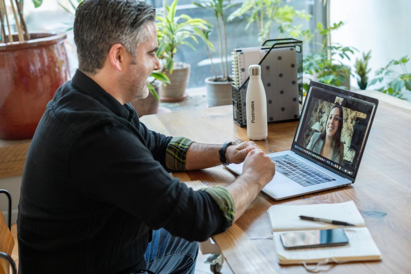 Freedom Day image. Man working from home. 