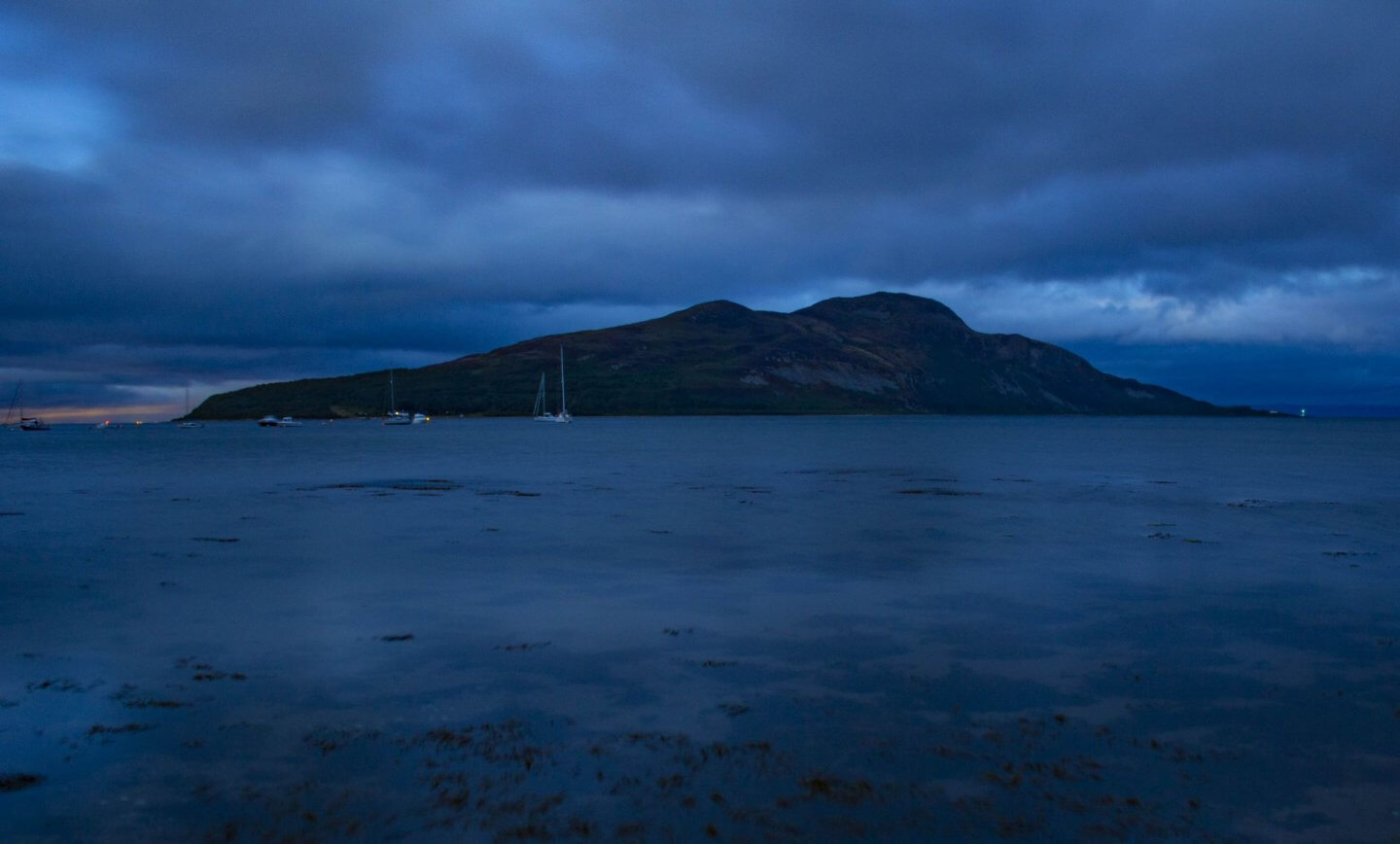 Long exposure image of Holy Isle of the Isle of Arran.